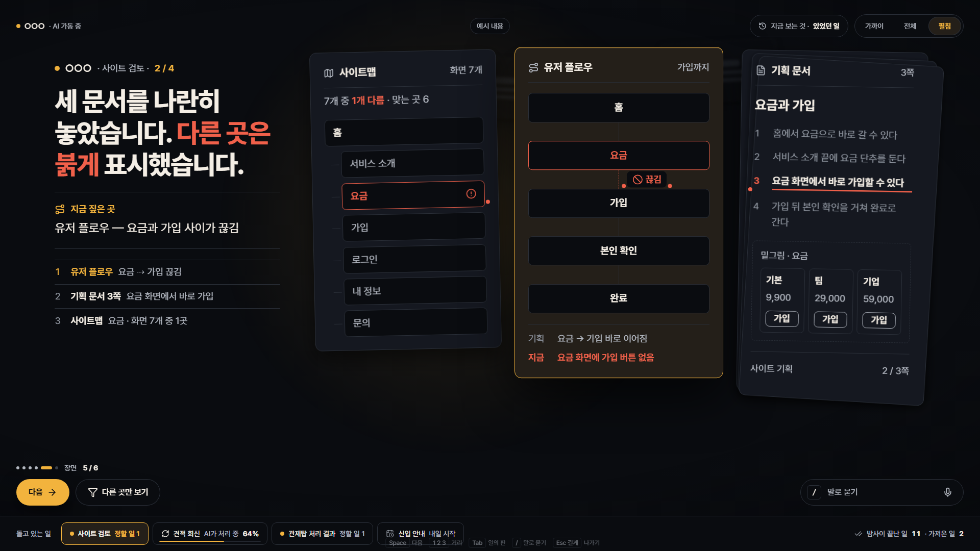 AI 업무 OS 연구 제품군 시연 화면